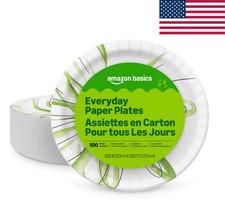 Amazon Basics Paper Plates 8.62" Disposable Microwave Safe 100 Count White