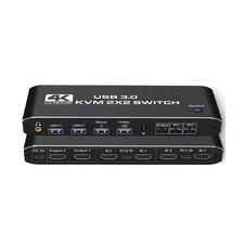 4K 2 in 2 out Hdmi Kvm Switch 2x2 Dual Monitor Usb 3.0 Hdmi Keyboard Hotkey