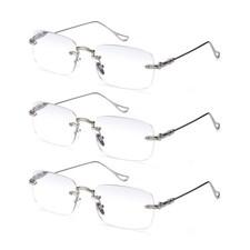 Teraise 3Packs Frameless Metal Reading Glasses For Men/Women Blue Light Blocking