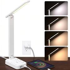 Led Desk Lamp, Power Strip with 3 Outlets 4 Usb Charging Ports(2 Usbc), 4 Modes