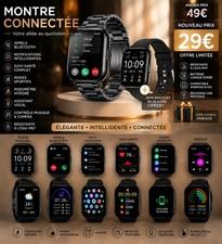 Montre connecte acier inoxidable bracelet silicone lgante