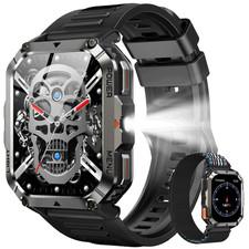 Smartwatch Herren mit 900mAh, Bluetooth-AnrufeKompassLED-Beleuchtung Sportuhr