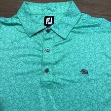 FootJoy Men's Large Green Floral Polo The Wanderers Club Elephant Logo Golf