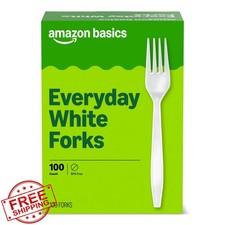 Amazon Basics White Disposable Forks 100 Count
