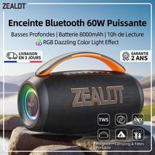 Enceinte Bluetooth Portable 60W Puissante LED RGB Sans Fil TWS Basse Boombox AUX