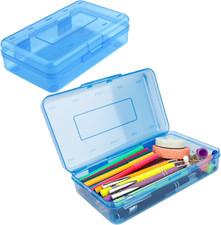 Pencil Box, Clear Pencil Case, Large Capacity Plastic Hard Pencils Case Crayon B