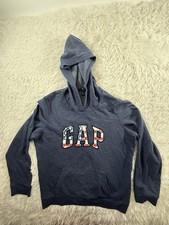 Vintage Y2K Gap Youth L Faded Spell Out Block Letter Flag Hoodie Sweatshirt