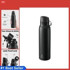 Insulated Water Bottle 24 oz Straw Spout Leak Proof Locking Lid Stainless Steel