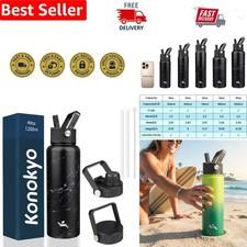 40oz Stainless Steel Water Bottle with Triple Lid System - Marble Design