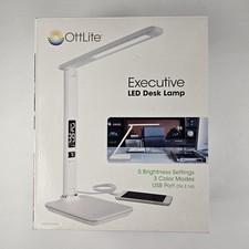 OttLite Executive Led Desk Lamp Smart Display Usb Charging Port White Box