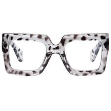 Hoyuwak Oversized Square Blue Light Glasses Big 54-20-145, White Leopard