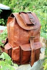 Cuero Vintage Nueva Mochila Hecha a Mano Marrn Viaje Laptop Unisex Mochila B...