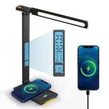 Desk Lamp with Wireless Charger, Usb Charging Port, Smart Display Clock, Adju...