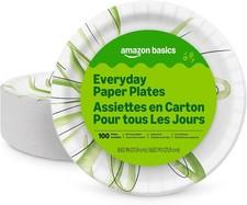 Amazon Basics Everyday Disposable Paper Plates, 8.62 Inch, Microwave-Safe, Cut R