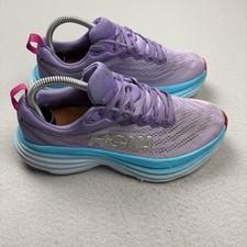 Hoka One One Bondi 8 Shoes Womens Size 7 Purple Running Sneakers Cushioned