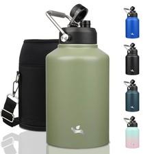 128 oz Insulated Water Bottle with Handle, Large Camp Green Konokyo Jug