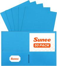 Two Pocket Folders, 50 Pack File Folders with Business Card Slot, Textured Paper