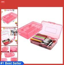 Pencil Box Large Capacity Clear Hard Case Snap-tight Lid Stackable Plastic
