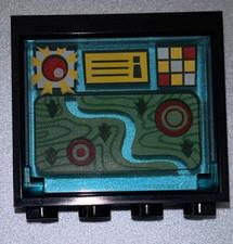 Lego Black Window Frame (60594) paired with Trans-Light Blue Glass panel (5)