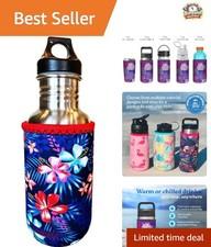 Keep Drinks Cold: Neoprene Bottle Sleeve for 16-18 Oz in Hawaiian Floral