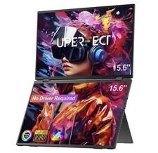 Uperfect Folding Stacked Triple Monitor, Dual Portable Monitor 15.6" 1080P 60Hz