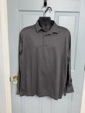 Daniel Cremieux Cotton Knit Long Sleeve Polo Shirt XL Gray Pewter