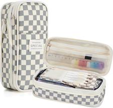 Bigmeta Large Capacity Gingham Pencil Case for Teens Girls - Cute Pencil Pouch w
