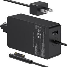 65W Surface Pro Charger Compatible For Microsoft 9ft Power Charging Cable Black