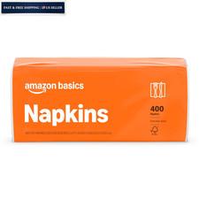 Amazon Basics Everyday Paper Napkins, 400 Count 400 CT, White/Off-White