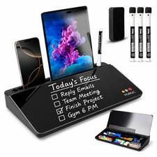 Huruc Small Glass Desktop Whiteboard with Storage,15.3"x7.08"x2.16" inch Desk...