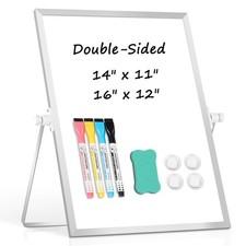 Amusight Dry Erase Magnetic White Board 16 X 12 Double-Sided Desktop Stand