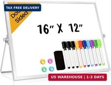 Desktop Whiteboard with Stand, 16" x 12" Double-Sided Dry Erase Board with Stand