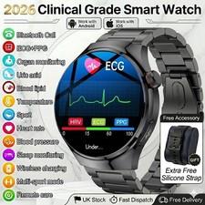 UK 2026 New Medical Grade Smart Watch Blood Pressure Oxygen Heart Rate Bluetooth