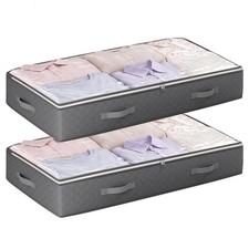 2 Pcs 90L Under Bed Storage Containers Clothing Bags Clear Lids Closet Dorm