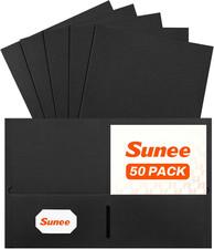 Folders with Pockets, 50 Pack File Folders with Business Card Slot, Textured Pap