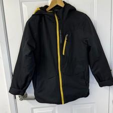 Obermeyer Gage Insulated Teen Ski Jacket Coat Black Yellow Kids Sz Medium 10-12