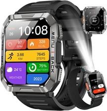 Military Smart Watch for Men Bluetooth Voice Call with LED FlashlightCompass UK
