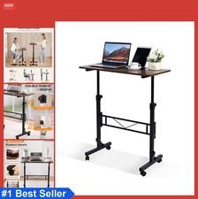 Adjustable Height Standing Desk with Wheels Mobile Laptop Table 27-43.5 Inch