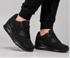 Mens Air Cushion Trainers Black Running Walking Sports Gym Casual Shoes UK NEW