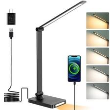 Led Desk Lamp Touch Control Usb Charging Ports Dimmable Reading Light Black