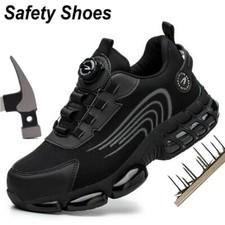 Chaussures de scurit bouton rotatif pour hommes baskets de travail Noir