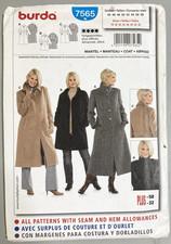 '09 Burda Style 7565 Trench Coat & Jacket Winter Ready Misses Plus 18-32 Uncut