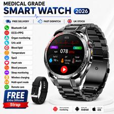 UK 2026 New Medical Grade Smart Watch Blood Pressure Oxygen Heart Rate Bluetooth