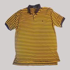 Vtg Polo Ralph Lauren Mens Large Purple Yellow Gold Striped Shirt Pony Cotton