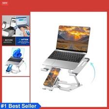 2-in-1 Laptop Phone Stand Desk Adjustable Ergonomic Sturdy Portable Fits 10-16