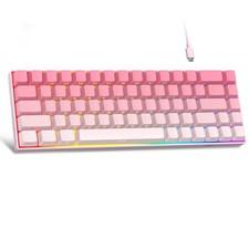 Portable 60% Mechanical Gaming Keyboard Rgb Compact 68 Keys Red Switch Pink