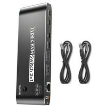 For 2 Computer 1 Monitor 2 In 1 Out 100W 8K Type C Kvm Switcher Splitter