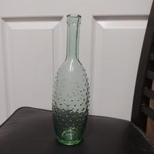 Hobnail Style Vase Beautiful Light Blue-Green in the shape of a bottle 11" tall