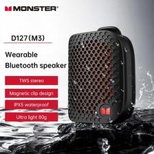 Monster M3 Mini Bluetooth 5.4 Speaker Clip On Wireless Portable Bass Waterproof
