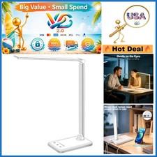 White Led Desk Lamp Dimmable 5 Modes Usb Charging Timer Touch Control